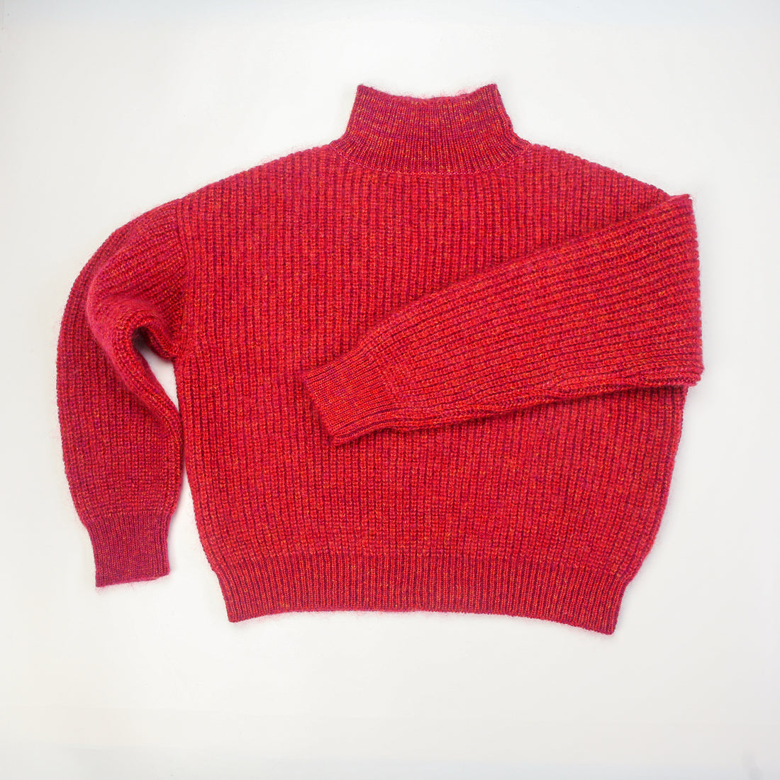 Silk Mohair Big Knit Half Turtle / TULIP ( MAGENTA & RED & YELLOW )