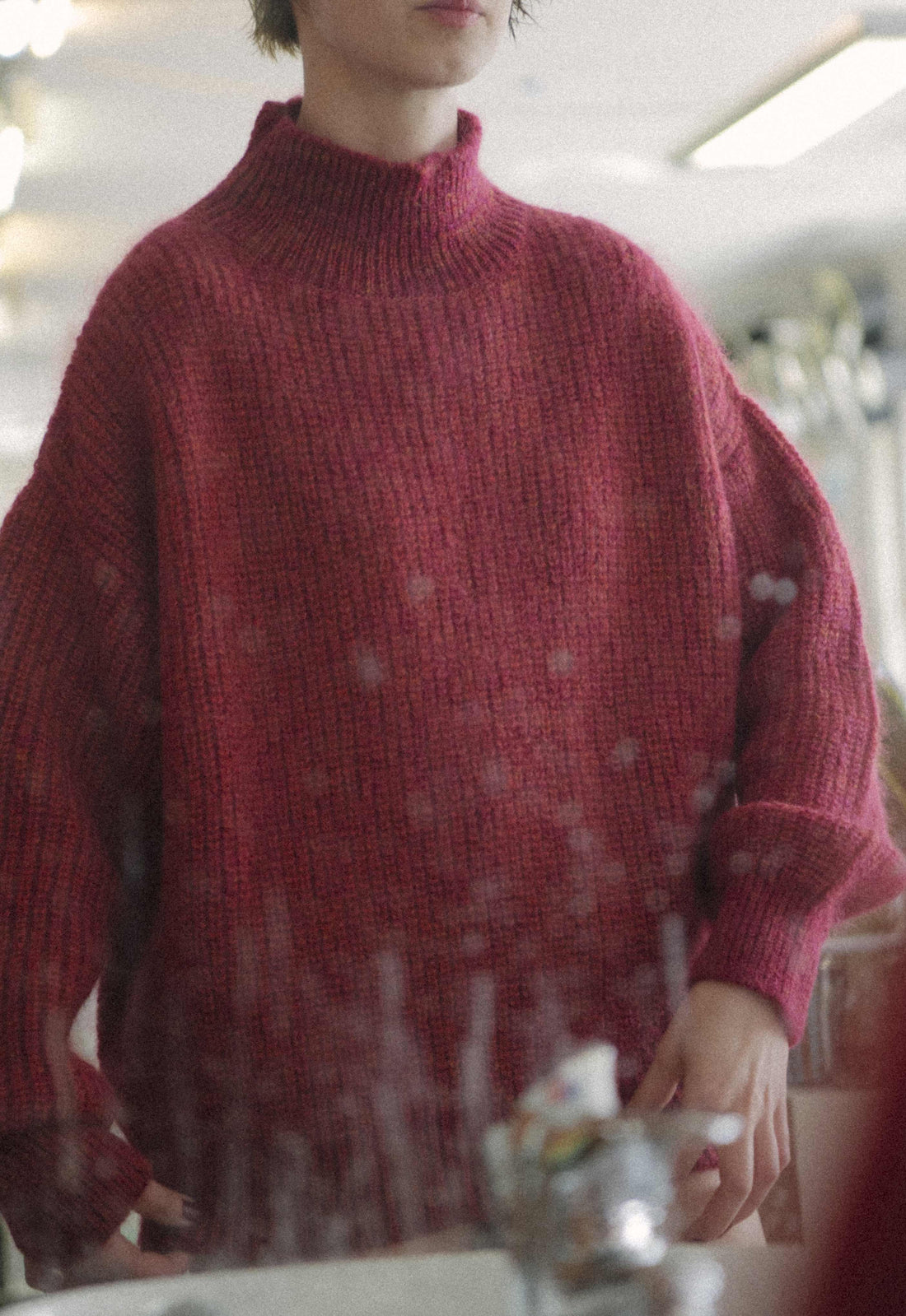 Silk Mohair Big Knit Half Turtle / TULIP ( MAGENTA & RED & YELLOW )